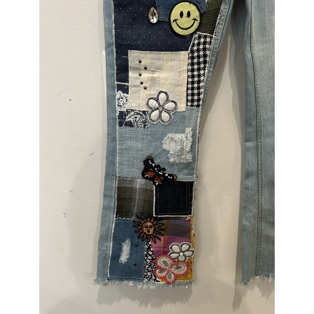 BDG High-Waisted Flare Jean-Urban Outfitters-Patch-Crochet-Embroider size 26 - Picture 4 of 6